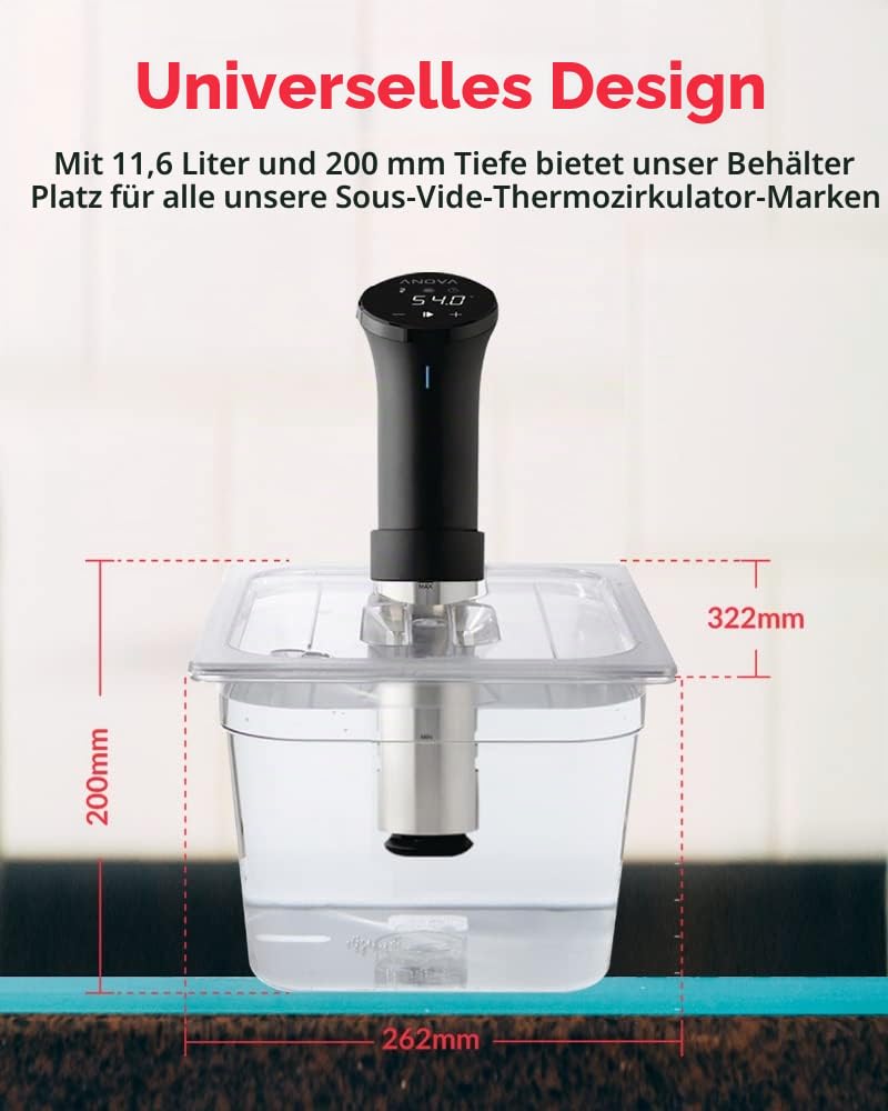 SousVideTools Behälter aus Polycarbonat, 11,6 l, mit Deckel passend für den Sous-Vide-Stick von Anova, durchsichtig, zum Garen, frei von BPA, nicht-haftend und spülmaschinengeeignet