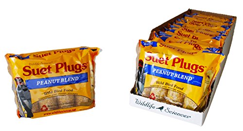 Wildlife Sciences Suet Plugs 48 Pack Case of 12 Individually Wrapped 12 oz 4 Packs (Peanut Blend)