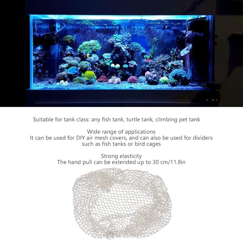 Image of Aquarium Escape Proof Screen Net - Clear Mesh Netting Cover for Fish Tank, Reptile Terrarium (M)