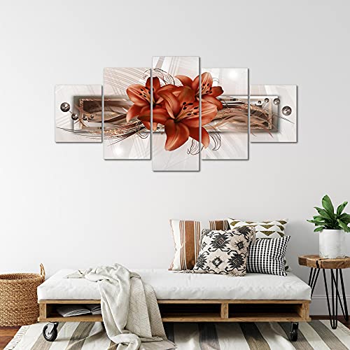 Runa Art - Quadri Fiori Gigli 200 x 100 cm 5 Pezzi...