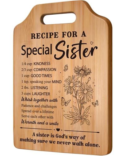 Milcier Gifts for Sister, Sister Birthday Gifts, Recipe for A Special Sister Cutting Board, Sisters Gifts from Sister, Mothers Day Christmas Gifts for Sister Sister Adult