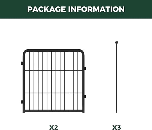 Miniatura 4 de FXW - Paneles de cerca para perros, 2 paneles de 32 pulgadas de altura, cerca de perros con 3 varillas resistentes, accesorios de cercas para casas
