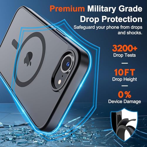 Image of DIZORO Compatible iPhone 17e / iPhone 16e Case,Compatible with MagSafe, Non Yellow Military-Grade Drop Protection & Hard PC Back Cover Slim Transparent Anti-Scratch Shockproof Phone Case - Black