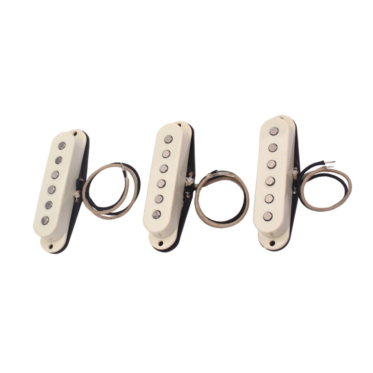 Set Pickup Single Coil 48/50/52mm per Chitarra Elettrica | Neck, Middle, Bridge, Finitura Bianco Latte, Frame Plastico Incluso, per Bassi e Fai-da-te