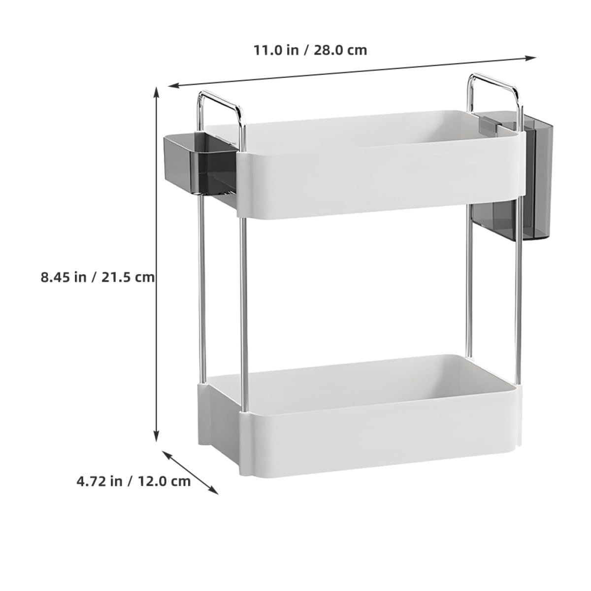 Cestino portaoggetti da bagno a doppio livello, ripiano in acciaio inox per