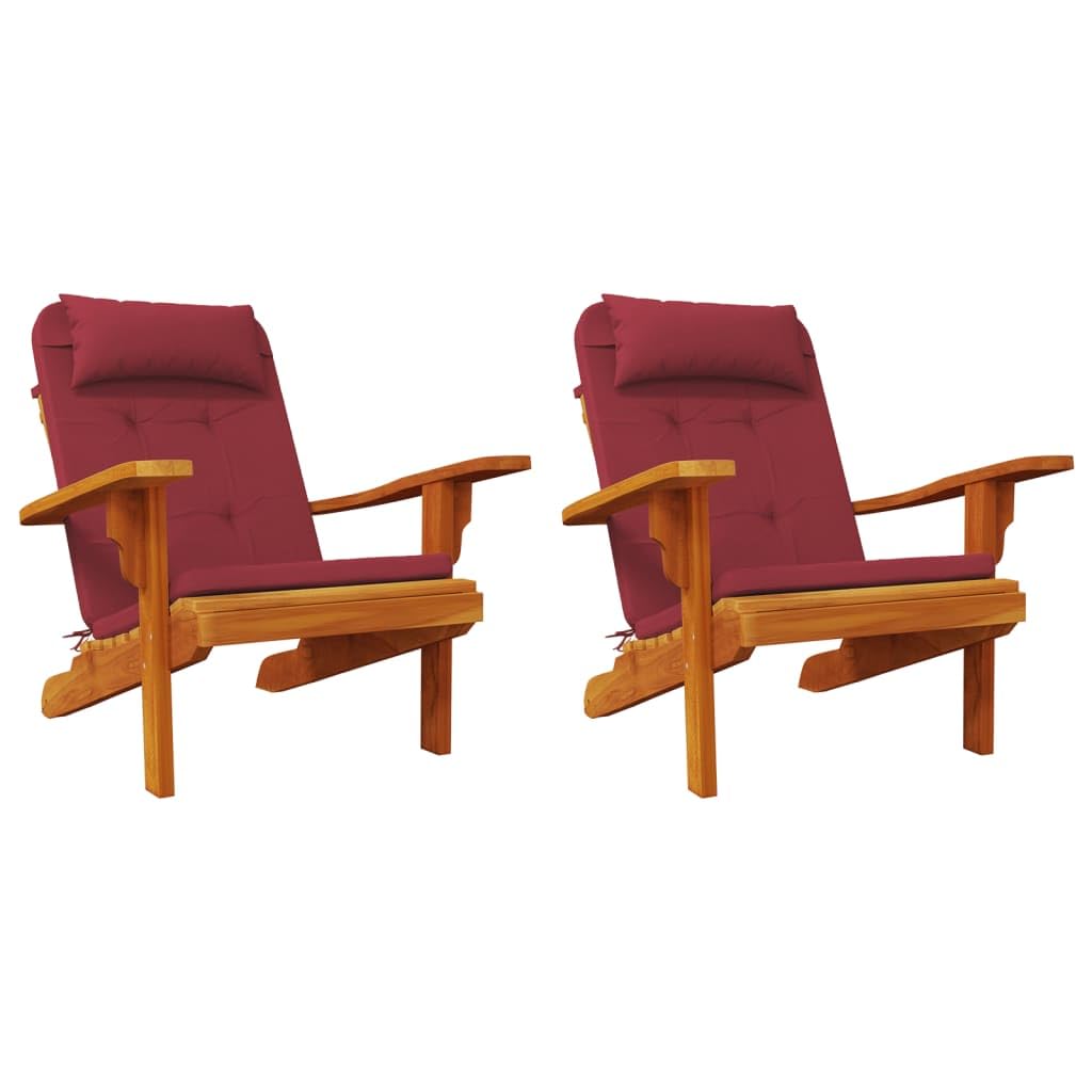 Tomostar Lot de 2 Coussins de Chaise Adirondack, Coussin de Rechange pour Fauteuil de Jardin Adirondack Rouge Bordeaux 126 x 58 x 4,5 cm Tissu Oxford