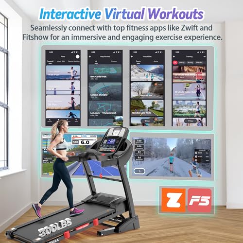 Image of Foldable Treadmill w / 15% Auto Incline, 5HP Portable Treadmill for Home, 300lbs Capacity, 10MPH Speed, 64 Programs, APP & HiFi Bluetooth Speakers, Exercise Machine for Running & Walking