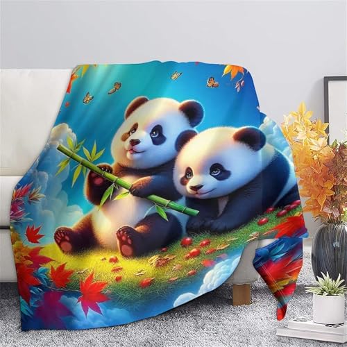 Couverture Panda géant chaude et moelleuse jeté de lit microfles - 7