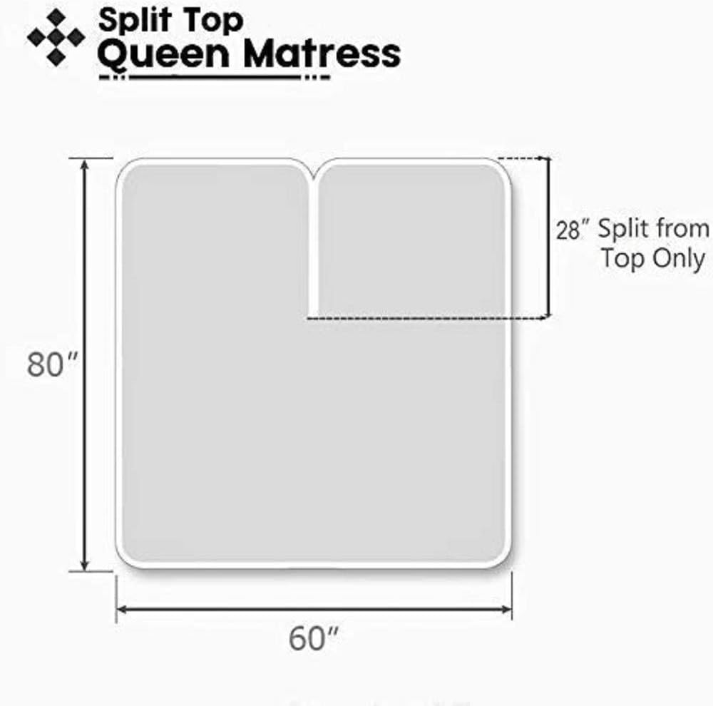 RECCI 100% Microfiber 4-Piece Split Top Queen Sheets Sets for Adjustable Bed with 18" Inch Deep Pocket Flex Head Queen Bedding Set Split Down 28" inches from The top - Silver Solid