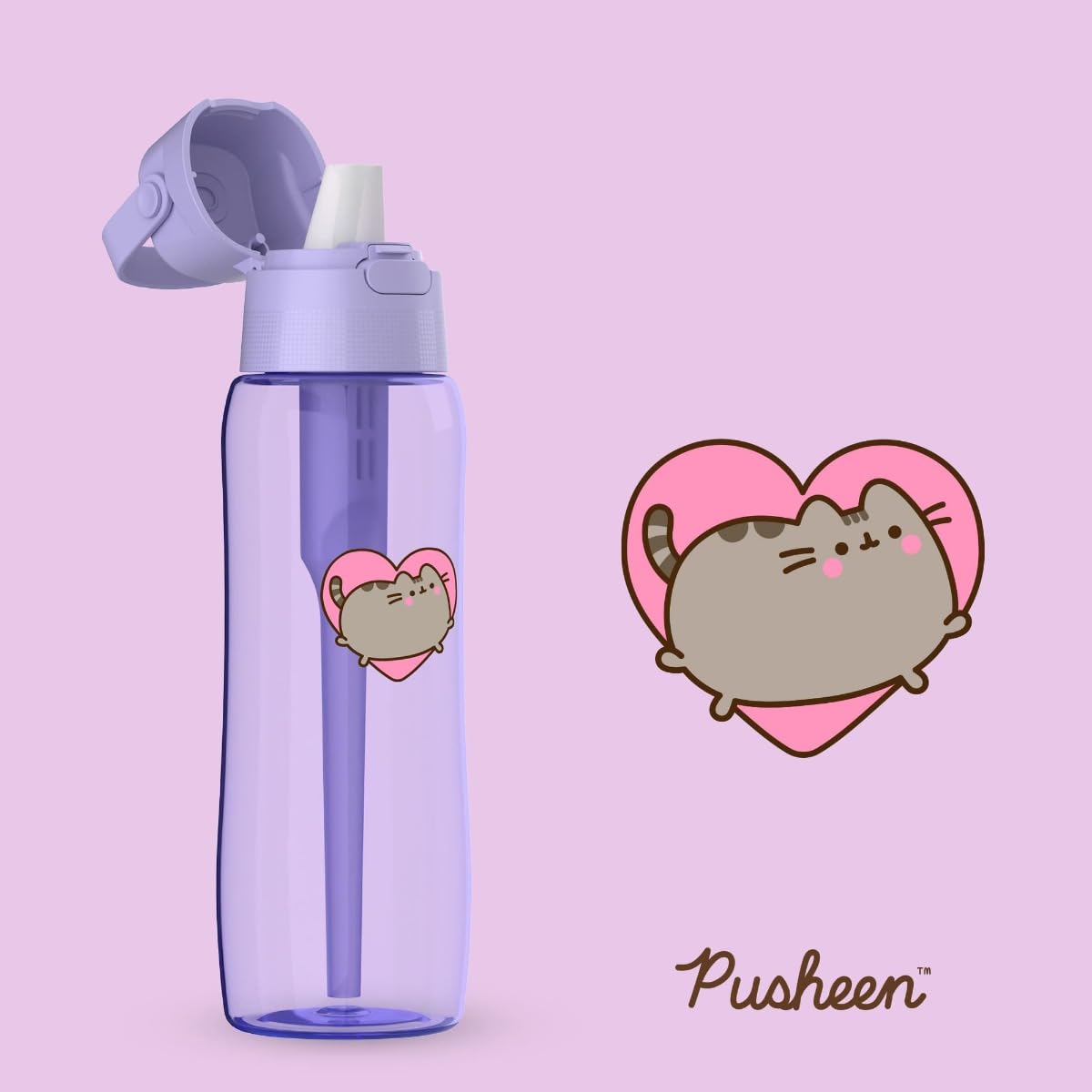 DAFI x PUSHEEN Butelka filtrująca Solid 0,7 l Lavender + filtr węglowy - Wykonana z wytrzymałego Tritanu™, Bez BPA, Wyprodukowano w Polsce