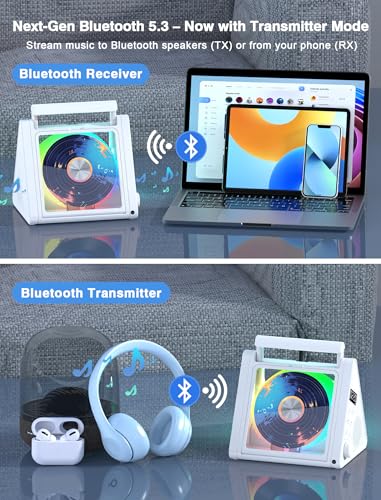 Image of Greadio Portable CD Player with Bluetooth & RGB Ambient Lights for Desktop