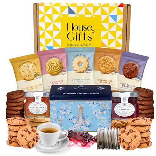 Peter Rabbit Afternoon Tea Hamper Gift Set with Teas, Jam, Marmalade & Biscuits – Elegant Biscuit Gift Box with Tea Selection – Versatile Hamper for Birthdays, Thank You, Care Packages, or Gatherings