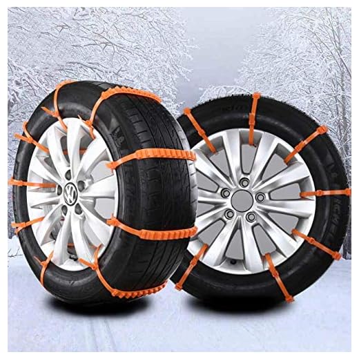 UPEOR 10 pcs Snow Chains Tire Traction Chain Adjustable Emergency Tire Straps for Cars/SUV/Truck/ATV -Winter Anti-Skid Chains for Wheel Width 165-275mm/6.4-10.9''