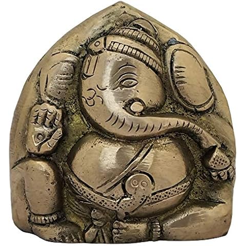 Ganesh Idol Home Temple Decor Mandir Room Decoration Accessories Indian Hindu Lord Ganesha Diwali Pooja Ganpati Murti Puja Articles God Brass Statue Interior Decorative Showpiece for Good Luck - Gold Cover