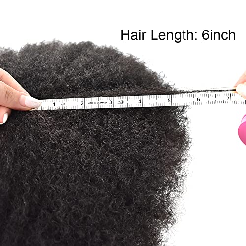Afro Toupee for Black Men Full Poly Skin PU Injection Curly African American Real Human Hair Piece Men Replacement System 8"x10" Mens Toupee Hair Unit FACE MIRACLE (8"*10", 1B# Off Black-6MM Wave) - Image 7