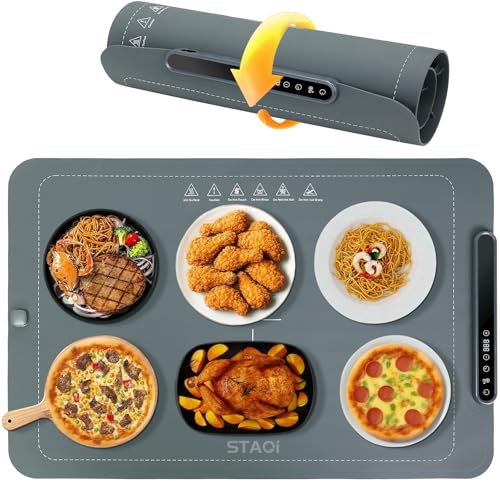 STAGI Food Warming Mat for Buffets & Parties, 7-Temp Electric Warming Tray, Large Silicone Heating Pad with Timer & Child Lock, Portable Hot Plate for Countertop, Chafing Dish Alternative