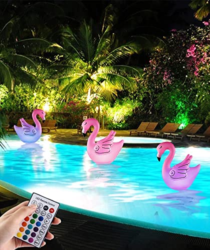 Piuiolu 1PCS Lumières Solaire Flottantes de Piscine Flamingo,Lampe Gonflables Extérieures 16 Couleurs Etanche IP68 ,LED Veilleuse Décorative pour Piscine,Allée, Plage, Cour, Patio,I'événement Party