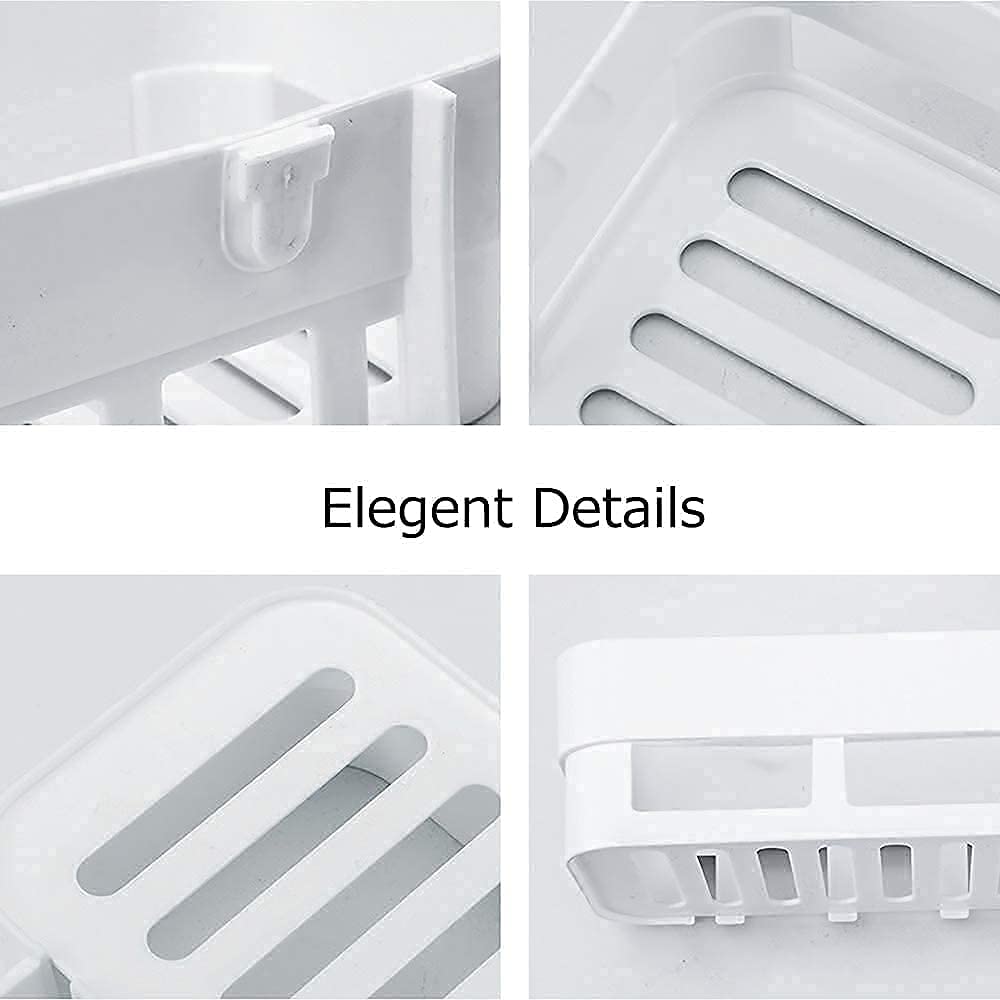 BROCCOLIN Plastic Wall Shelf for Kitchen & Bathroom | Self-Adhesive Storage Rack | No-Drill Wall Mounted Organizer | Multipurpose Holder for Shower & Home | Strong & Durable (Pack of 4) 3