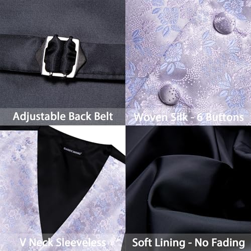 Image of Barry.Wang Men's Suit Vest Tie Bowtie Set Formal Silk Paisley Waistcoat Hanky Cufflinks Lapel Pin Set Wedding Party 7PCS