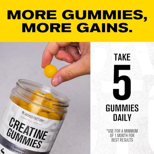 Jacked Factory Creatine Gummies 5g Daily Dose (1g per Gummy) - Creatine Gummy for Men and Women, Vegan-Friendly, Travel-Friendly, Third-Party Tested - 150 Gummies, Lemon - Image 6