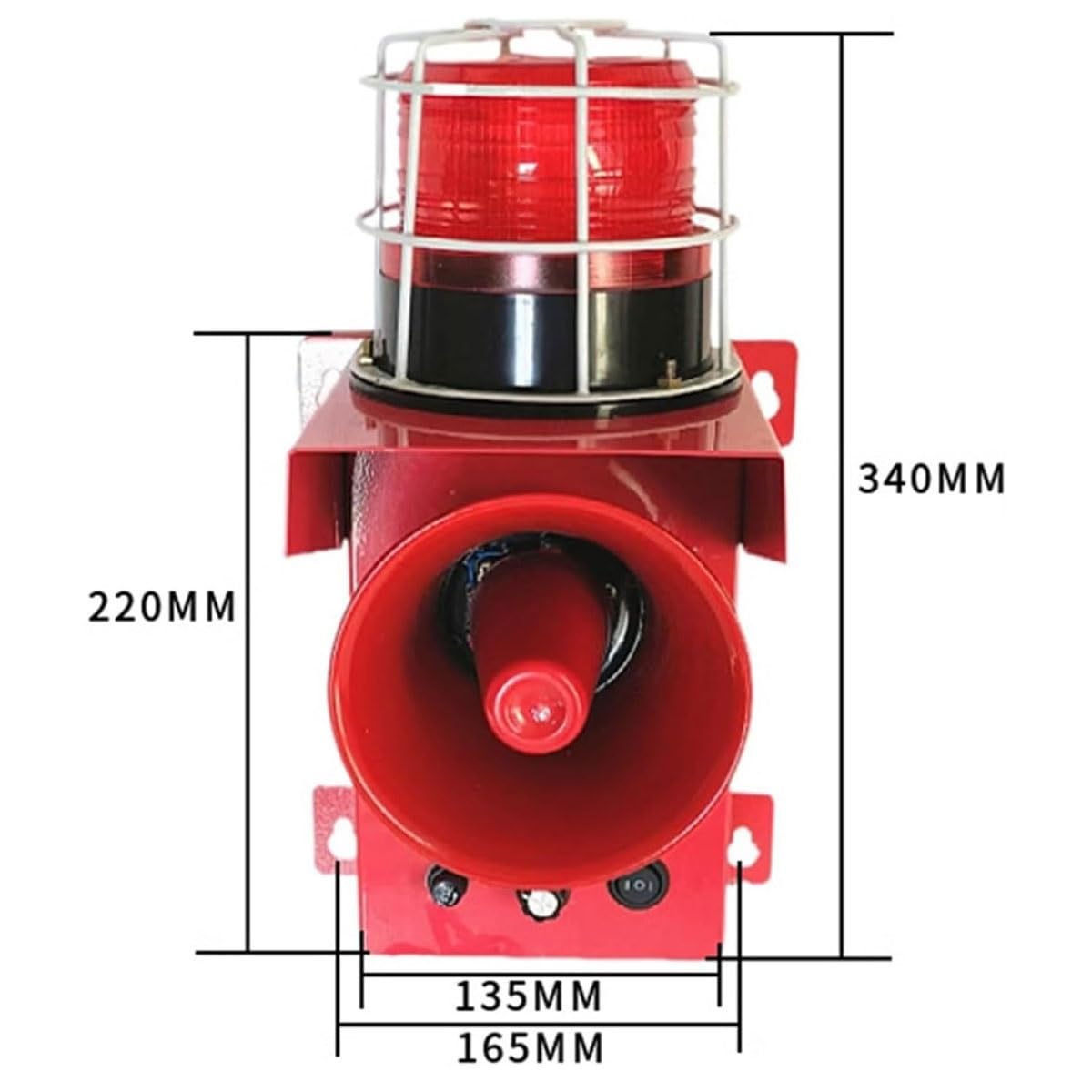 Sirena de Alarma Industrial Sonora y Luminosa, 130 dB, con bocina de Seguridad Tipo Torre, para fábricas y terminales (220 V CA). (DC12V)