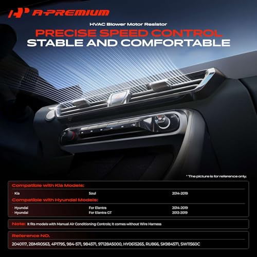 Image of A-Premium Manual HVAC Blower Motor Resistor Compatible with Hyundai & Kia | for Elantra 2014-2019, Soul 2014-2019, Elantra GT 2013-2019