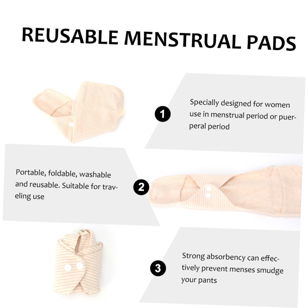 Healeved 3er-set Weiche Und Atmungsaktive Menstruationsbinden Waschbar Wiederverwendbar Mama-binden Slipeinlagen Aus Baumwolle Für Die Periode Und Nach Der Geburt 2 Stück X 3