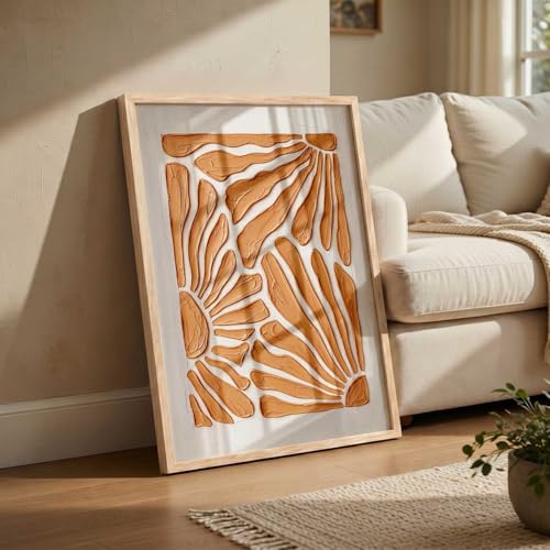 Image of kotart Boho Floral Art WALL Framed Painting | Big Aesthetic Flowers WALL Framed Paintings for Living Room Bedroom Wall Decor (25x37 inch)