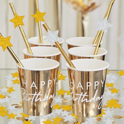 Image of 300Pcs Glitter Gold Silver Stars Confetti,Shiny Paper Table Confetti for Birthday Halloween Bachelorette Wedding Baby Shower Graduation Party Decorations Supplies