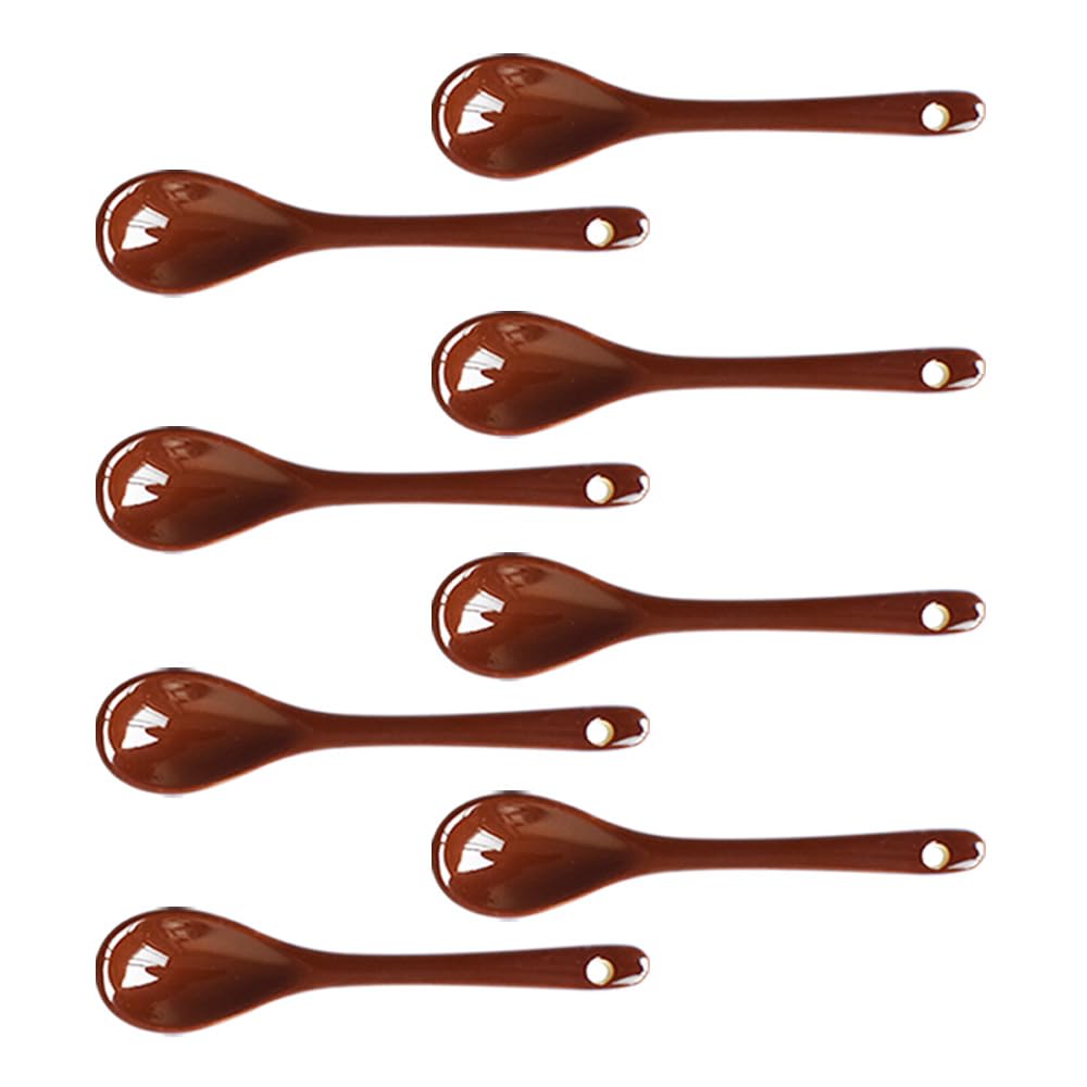 Albedel Coffee 10 pcs Porcelain Egg Spoons Ceramic Spoons 4.7 inch Coffee Dessert Yogurt Tea Milky Tea