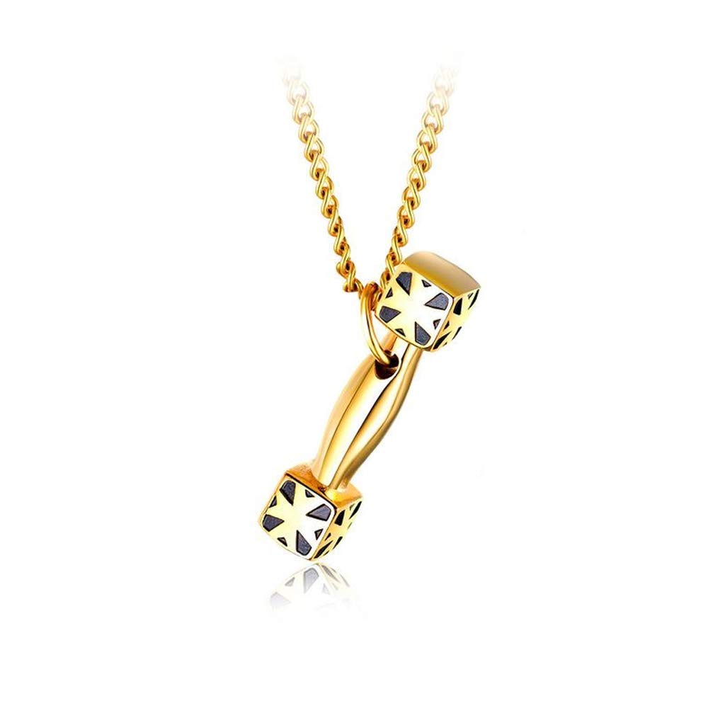 Strong Titanium Steel Necklace Dumbbell Pendant Men And Women Hip Hop Street Influx Accessories For