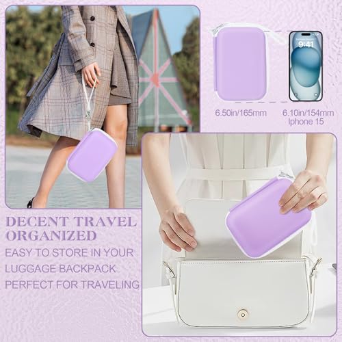 Image of Teyomi Case Compatible with NELKO P21, for NIIMBOT D110, for JADENS D110 Label Maker with 3 Roll Label Tape(Label Paper 1 /2 inch x 1 1 /2 inch (12mm X 40mm))-Hard Shell Storage Bag-Purple