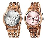 BOBO BIRD ボボバード ペアウォッチ 木製腕時計 ギフトボックスつき アナログ 日本製クォーツ クロノグラフ 軽量 日付表示 ストップウォッチ メンズ レディース カップル P19 P18 (シルバー&ピンク)