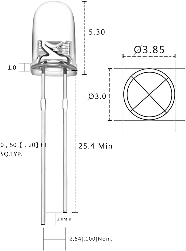 Miniatura 2 de 50 bombillas LED de diodos emisores de luz LED de 0.118 pulgadas, transparente y transparente, CC 6V-13V 20mA con resistencia, kit de iluminación de