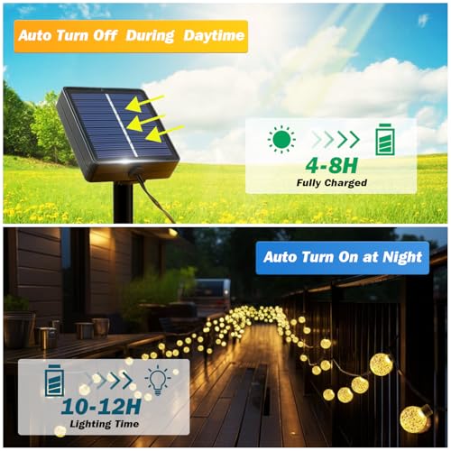 USOKYO Solar Lights Outdoor Waterproof, 2 Pack Total 120LED 72FT Solar String Lights for Outside with 8 Modes, Outdoor S - Additional View