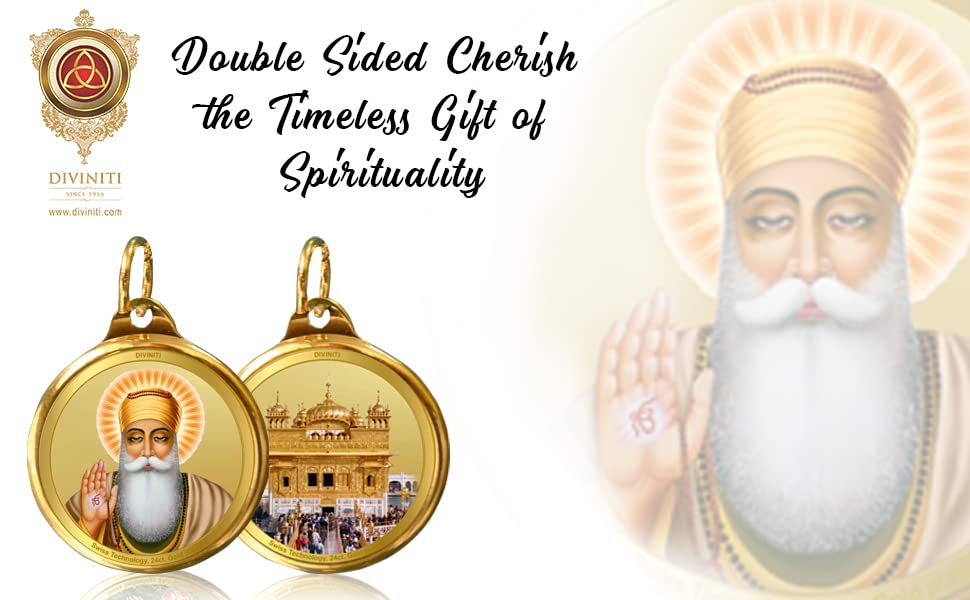 Image of DIVINITI 24K Gold Plated Double Sided Gurunanak & Golden Temple|Flip Coin for Men, Women and children | Good Health & Wealth | Idol for gifting loved ones on any occasion 28MM Pendant (5 PCS)