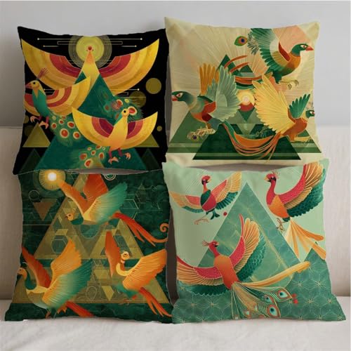 Housse de coussin avec fermeture invisible et impression double face oiseau