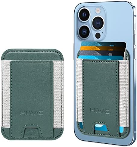Magnetic Card Wallet Holder for Apple Magsafe, Magnetic Card Holder Magsafe for iPhone 12 iPhone 13/14 Magsafe Wallet, Mag-Safe Leather Wallet for Back of iPhone 14/13/ 12 Series, Fit 6 Cards, Green