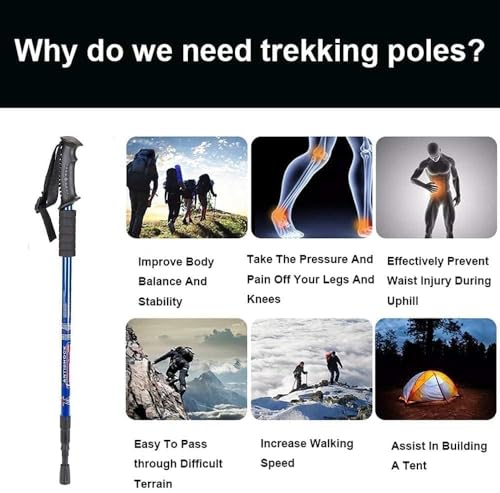 Image of Hiking Trekking Poles, Collapsible,Lightweight, Anti Shock, Hiking or Walking Sticks,Adjustable Hiking Pole for Men and Women (1pcs Blue)