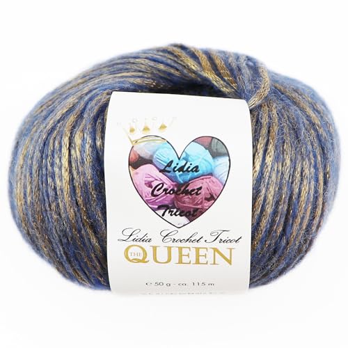 The Queen  hilo de lana fantasía, lana merino, hilo de lana brillante, hilo de tejer, hilo de ganchillo (50 gr/ovillo ; 16 colores) (empresa española/envío desde España) (03)