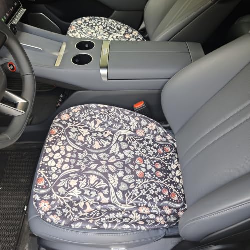 Image of Car Seat Cushions Vintage Black Floral Front 2-Pack | Soft Seaweed Fiber Surface, Premium Latex Cotton Padding | Non-Slip All-Season Universal Car Seat Protector Pads, Fits All Vehicle Types