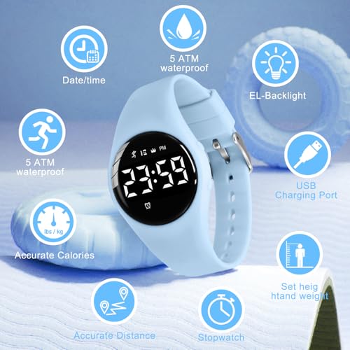 Image of Kids Watches for Girls Boys Digital Sport Watch with Step Counter Pedometer Vibration Alarm Clock, No App Waterproof Fitness Tracker Kids Watch Boys Girls Teens Students Ages 5-16