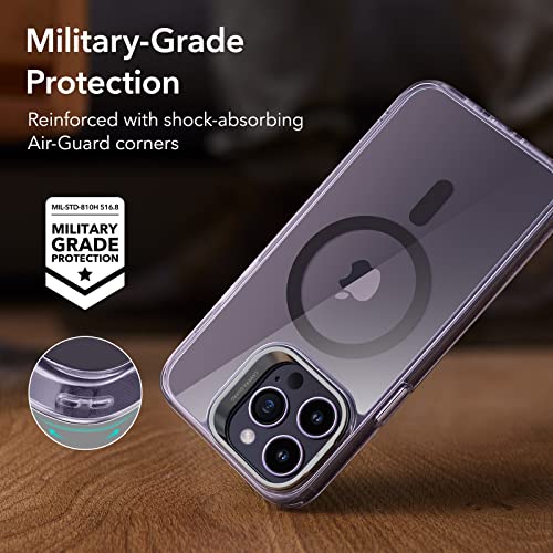Image of ESR for iPhone 14 Pro Max Case, Compatible with MagSafe, Built-in Camera Ring Stand, Military-Grade Protection, Classic Kickstand Magnetic Case for iPhone 14 Pro Max, Clear Purple