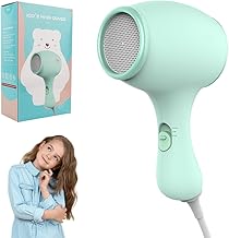 Kids Hair Dryer, Hair Dryer Travel, Hairdryers for Kids, Small Lightweight Blow Dryer, Portable Mini Baby Blow Dryer, 550W Compact Hairdrye with DIY Stickers Gift for Girl, Boy, Baby (Green)