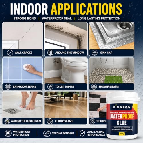Image of Crack Seal Glue 300gm with Brush | Transparent Waterproof Resin for Roof Leakage, Wall Cracks & Waterproofing | Roof Waterproof Sealant for Terrace, Bathroom, Balcony & Exterior Surface Repair | Waterproof