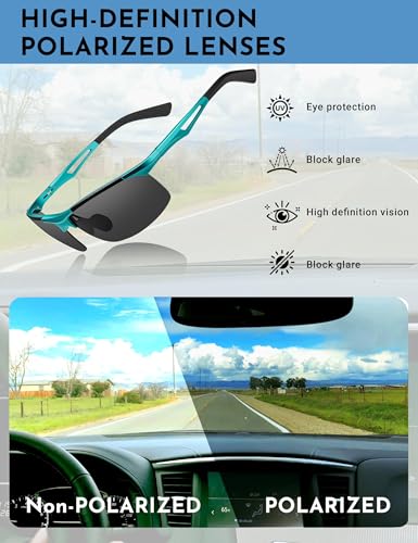 Image of BIRCEN Polarized Anti-Glare Sunglasses for Men: Lightweight Metal Wrap around Sun Glasses UV Protection for Driving Fishing