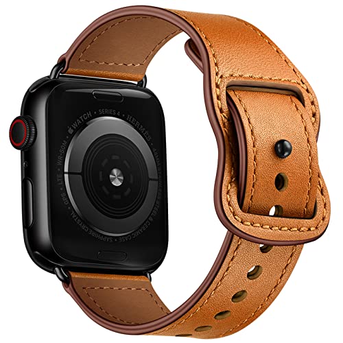 Bracelet de montre Apple 45mm 44mm en cuir véritable pour iWatch SE 9 8