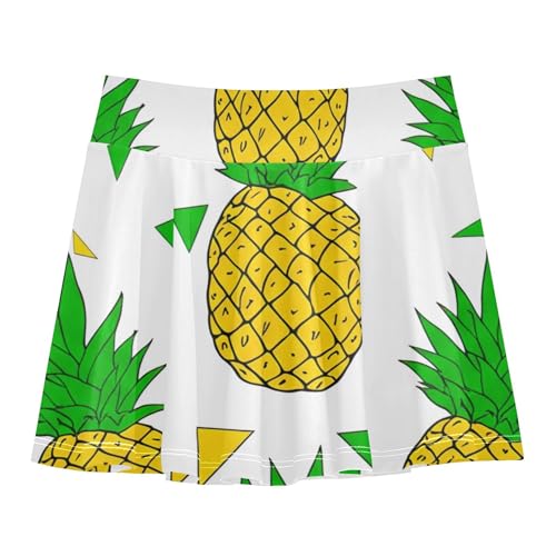 Joisal Girls Skorts Athletic Shorts Toddlers Tennis Skirts Dance Golf Pleated Skort Pineapples Green Leaves Tropical 3t