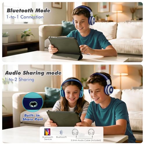 Casque sans fil Bluetooth enfants SIMOLIO gris pliable avec micro et limiteur de volume intégré