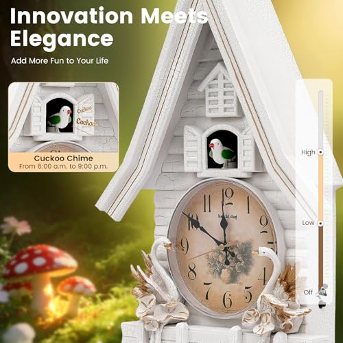 Reloj de pared cucú vintage con campanadas y volumen ajustable miniatura 5